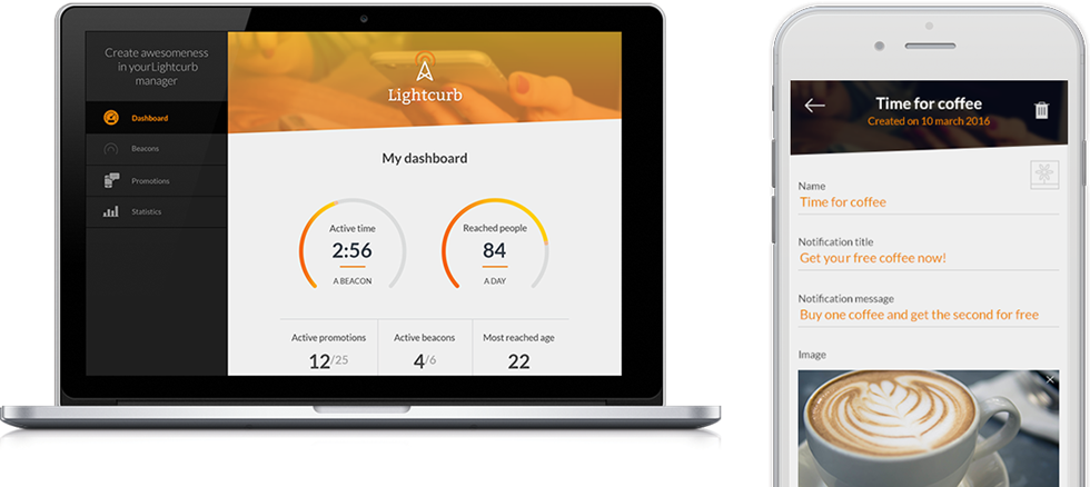 Lightcurb beaconplatform biedt open Api, CMS, SDK en App in responsive dashboard Lightcurb beaconplatform biedt open Api, CMS, SDK en App in responsive dashboard