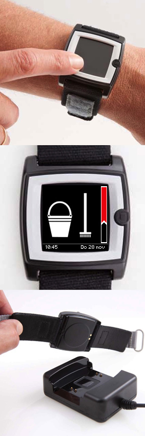 Beeldhorloge: (PMC) computer, GSM en activiteiten c.q agenda om de pols