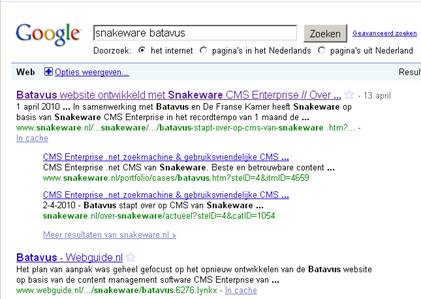 Zoekmachinevriendelijke url van nieuwsbericht dat via Snakeware CMS Enterprise is gepubliceerd op een website